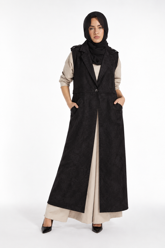 Longline Suedette Waistcoat