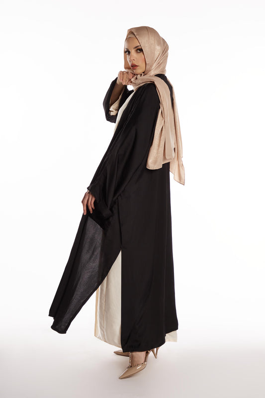 Black Silk Satin Kimono