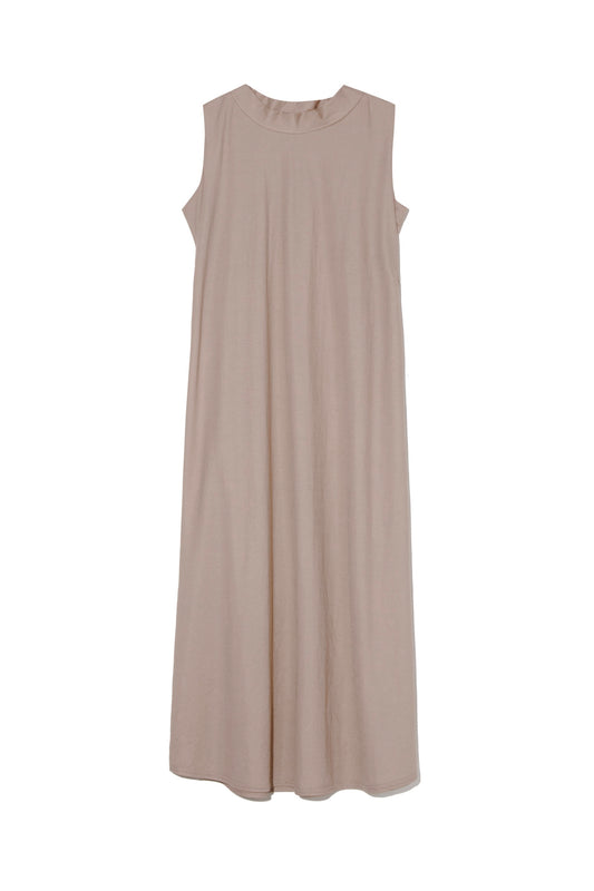 Nude High Collar Slip Dress