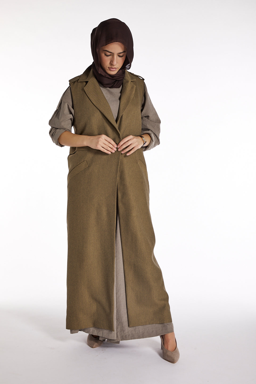 Longline Herringbone Waistcoat