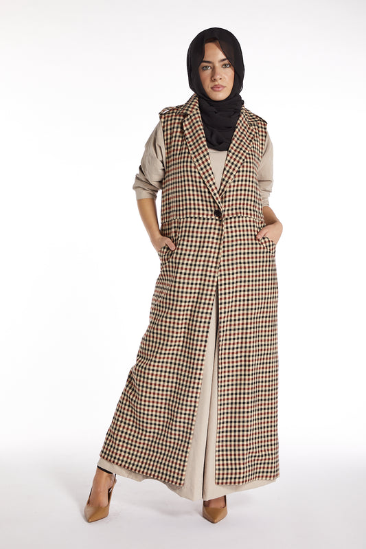 Longline Check Waistcoat