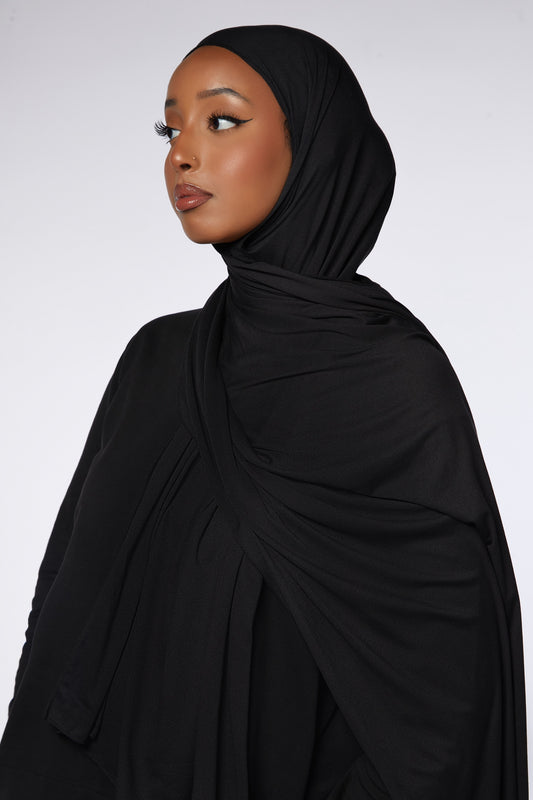 Black Fine Jersey Hijabs