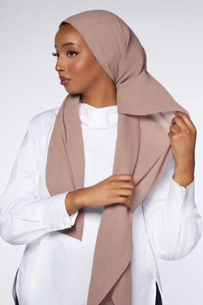 Coffee Fine Pleated Chiffon Hijab