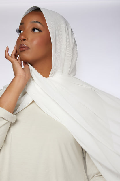Ivory Fine Pleated Chiffon Hijab