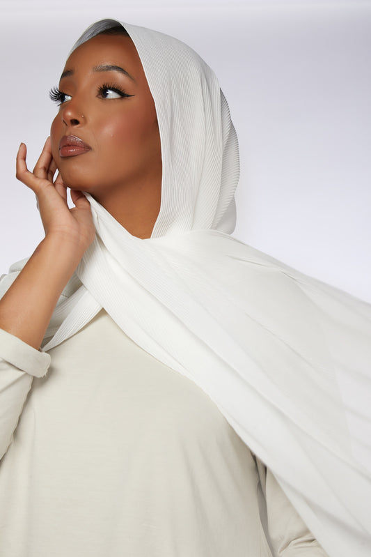 Ivory Fine Pleated Chiffon Hijab