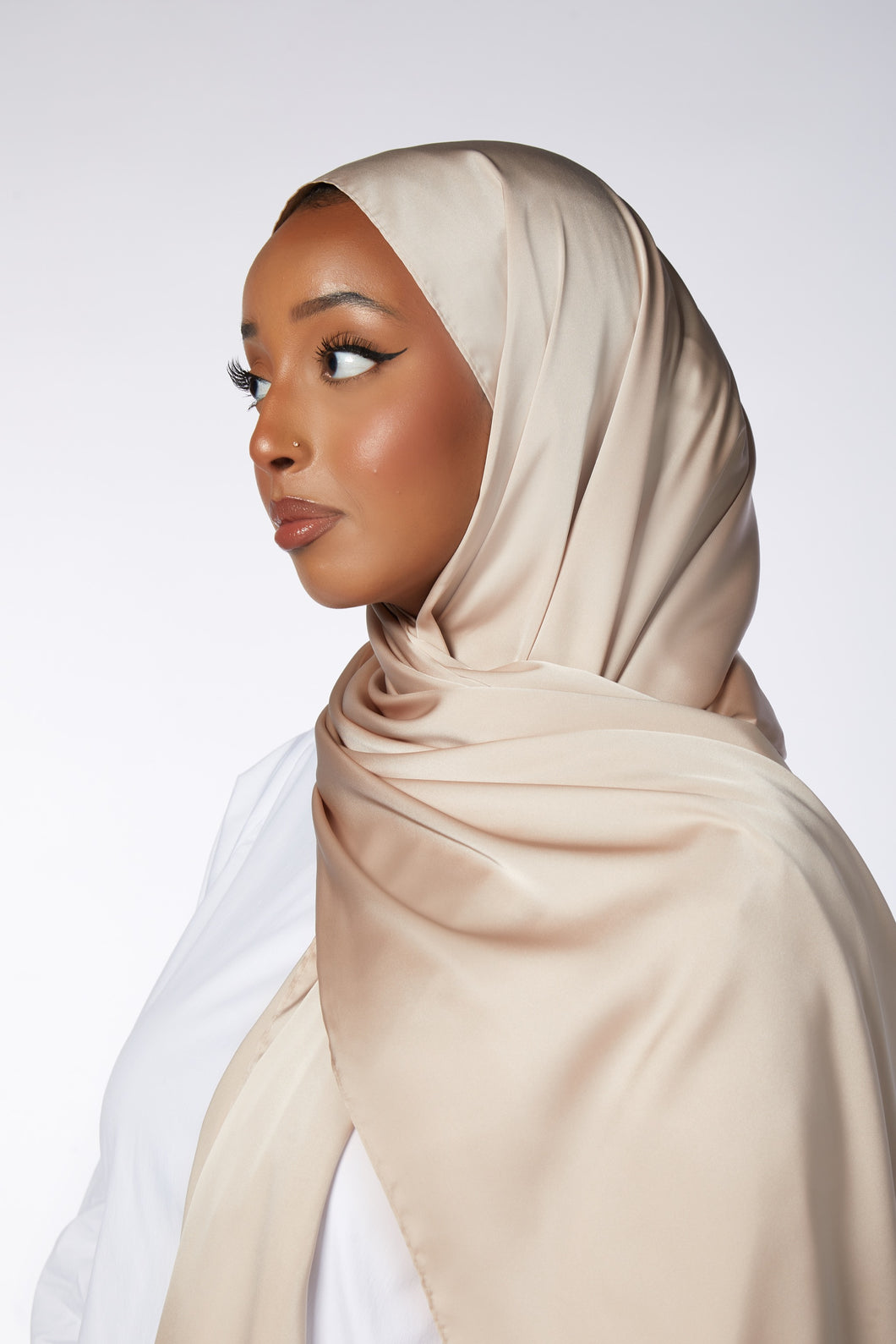 Beige Plain Silky Hijab