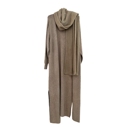 Tan Cardigan & Wrap Scarf