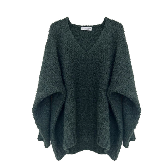 Soft Slouched V-Neck Teddy Jumper